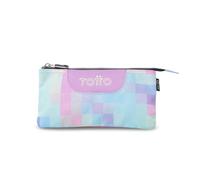 TOTTO - Estuche Escolar 3 Compartimentos, Modelo Tablero Glitter, Estuche Grande, Dimensiones 22 x 11 x 3.5 cm, Una Cremallera, Tejido Resistente y Repelente a Líquidos, Estampado Pixelly