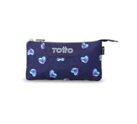 TOTTO - Estuche Escolar 3 Compartimentos, Modelo Tablero Glitter, Estuche Grande, Dimensiones 22 x 11 x 3.5 cm, Una Cremallera, Tejido Resistente y Repelente a Líquidos, Estampado Nacary