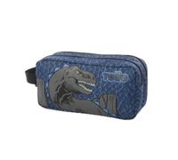 TOTTO - Estuche Escolar Dos Compartimentos, Modelo Dino Blue, Estuche Grande, Dimensiones 24 x 12 x 9 cm, Asa Lateral, con Identificador en Parte Posterior, Compacto y Resistente, Color Morado