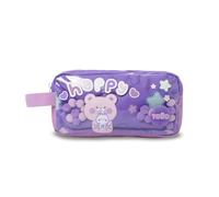 TOTTO - Estuche Escolar Dos Compartimentos, Modelo Friends Party, Estuche Grande, Dimensiones 23 x 12 x 9 cm, Asa Lateral, con Identificador en Parte Posterior, Compacto y Resistente, Color Morado