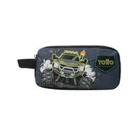 TOTTO - Estuche Escolar Dos Compartimentos, Modelo Monster Race, Estuche Grande, Dimensiones 23 x 12 x 9 cm, Asa Lateral, con Identificador en Parte Posterior, Compacto y Resistente, Estampado Morado