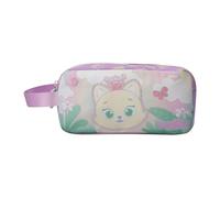 TOTTO - Estuche Escolar Dos Compartimentos, Modelo Queen Cat, Estuche Grande, Dimensiones 23 x 12 x 9 cm, Asa Lateral, con Identificador en Parte Posterior, Compacto y Resistente, Estampado Rosa