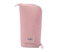 TOTTO - Estuche Escolar Vertical, Modelo Trik 3, Estuche Portalápices Escritorio, 1 Compartimento, Organizador para Lápices y Bolígrafos, Cremallera con Agarre Abre Fácil, Color Peachskin