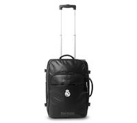 TOTTO - Maleta Cabina Tela Oficial del Real Madrid, Maleta de Viaje 34L, Bolsillo Interno en Malla, Compartimento para Pc 16 Pulgadas, 2 Ruedas, Bolsillo Botella, Argollas para Candado, Color Negro