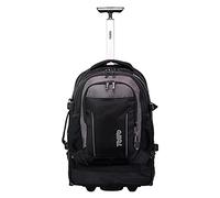 TOTTO - Mochila de Viaje con Ruedas, Modelo Boroz, Capacidad 28.7 L, Bolsillo para Botella, Manija Telescópica, Espaldar Ergonómico con Flujo de Aire, Salida para Audio, Resistente, Color Negro y Gris