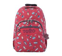 Totto Mochila escolar adaptable a carro estampado cohetes - Acuareles Negro