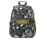 TOTTO - Mochila Escolar Adaptable a Carro, Modelo Acuareles, Capacidad 20 L, Bolsillo para Pc 14", 2 Bolsillo Botella, Espaldar Ergonómico con Flujo de Aire, Correas en S, Estampado Baski Multicolor
