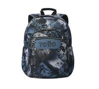 TOTTO - Mochila Escolar Adaptable a Carro, Modelo Acuareles, Capacidad 20 L, Bolsillo para Pc 14", 2 Bolsillo Botella, Espaldar Ergonómico con Flujo de Aire, Cómodas Correas en S, Estampado Film