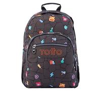 TOTTO - Mochila Escolar Adaptable a Carro, Modelo Acuareles, Capacidad 20 L, Bolsillo para Pc 14", 2 Bolsillo Botella, Espaldar Ergonómico con Flujo de Aire, Correas en S, Estampado Videojuegos