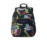 TOTTO - Mochila Escolar Adaptable a Carro, Modelo Acuareles, Capacidad 20 L, Bolsillo para Pc 14", 2 Bolsillo Botella, Espaldar Ergonómico con Flujo de Aire, Cómodas Correas en S, Estampado Sticky