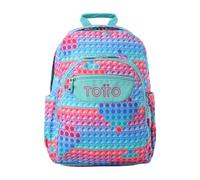 TOTTO - Mochila Escolar Adaptable a Carro, Modelo Acuareles, Capacidad 20 L, Bolsillo para Pc 14", 2 Bolsillo Botella, Espaldar Ergonómico con Flujo de Aire, Correas en S, Estampado Pupit