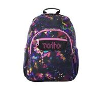 TOTTO - Mochila Escolar Adaptable a Carro, Modelo Acuareles, Capacidad 20 L, Bolsillo para Pc 14", 2 Bolsillo Botella, Espaldar Ergonómico con Flujo de Aire, Correas en S, Estampado Flower Galaxy