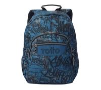 TOTTO - Mochila Escolar Adaptable a Carro, Modelo Acuareles, Capacidad 20 L, Bolsillo para Pc 14", 2 Bolsillo Botella, Espaldar Ergonómico con Flujo de Aire, Correas en S, Estampado Urban Graph