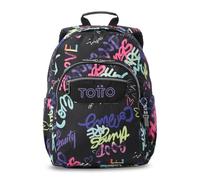 TOTTO - Mochila Escolar Adaptable a Carro, Modelo Acuareles, Capacidad 20 L, Bolsillo Pc 14", Bolsillos Botella, Espaldar Ergonómico con Flujo de Aire, Cómodas Correas en S, Estampado Letry