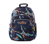 TOTTO - Mochila Escolar Adaptable a Carro, Modelo Acuareles, Capacidad 20 L, Bolsillo Pc 14", Bolsillos Botella, Espaldar Ergonómico con Flujo de Aire, Cómodas Correas en S, Estampado Zord Azul