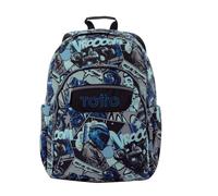 TOTTO - Mochila Escolar Adaptable a Carro, Modelo Acuareles, Capacidad 20 L, Bolsillo Pc 14", Bolsillos Botella, Espaldar Ergonómico con Flujo de Aire, Cómodas Correas en S, Estampado Motto Gris