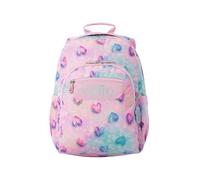 TOTTO - Mochila Escolar Adaptable a Carro, Modelo Acuareles, Capacidad 20L, Bolsillo para Pc 14", 2 Bolsillo Botella, Espaldar Ergonómico con Flujo de Aire, Correas en S, Estampado Shiny Heart Glitter