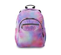 TOTTO - Mochila Escolar Adaptable a Carro, Modelo Acuareles Glitter, Capacidad 20 L, Bolsillo para Pc 14", 2 Bolsillo Botella, Espaldar Ergonómico con Flujo de Aire, Correas en S, Estampado Bloom