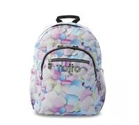 TOTTO - Mochila Escolar Adaptable a Carro, Modelo Acuareles Glitter, Capacidad 20 L, Bolsillo para Pc 14", 2 Bolsillo Botella, Espaldar Ergonómico con Flujo de Aire, Correas en S, Estampado Spong Azul