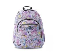 TOTTO - Mochila Escolar Adaptable a Carro, Modelo Acuareles Glitter, Capacidad 20 L, Bolsillo para Pc 14", 2 Bolsillo Botella, Espaldar Ergonómico con Flujo de Aire, Correas en S, Estampado Paws Rosa