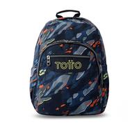 TOTTO - Mochila Escolar Adaptable a Carro, Modelo Acuareles Glitter, Capacidad 20L, Bolsillo para Pc 14", 2 Bolsillo Botella, Espaldar Ergonómico con Flujo de Aire, Correas en S, Estampado Groove Azul