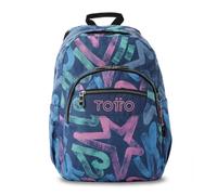 TOTTO - Mochila Escolar Adaptable a Carro, Modelo Acuareles Glitter, Capacidad 20L, Bolsillo para Pc 14", 2 Bolsillo Botella, Espaldar Ergonómico con Flujo de Aire, Correas en S, Estampado Roomin Azul