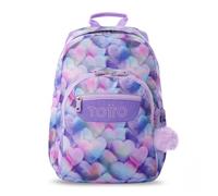 TOTTO - Mochila Escolar Adaptable a Carro, Modelo Acuareles Glitter, Capacidad 20L, Bolsillo para Pc 14", 2 Bolsillo Botella, Espaldar Ergonómico con Flujo de Aire, Correas en S, Estampado Kory Morado