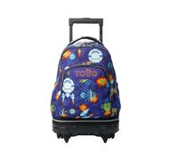 TOTTO - Mochila Escolar con Ruedas Desmontables, Modelo Tiza, Capacidad 26 L, Mochila PC 15.4", Bolsillo Botella, Manija Telescópica, Espaldar Ergonómico y Correas en S, Estampado Space Blue