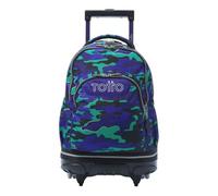 TOTTO - Mochila Escolar con Ruedas Desmontables, Modelo Tiza, Capacidad 26 L, Mochila PC 15.4", Bolsillo Botella, Manija Telescópica, Espaldar Ergonómico y Correas en S, Estampado Seli Azul