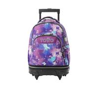 TOTTO - Mochila Escolar con Ruedas Desmontables, Modelo Tiza, Capacidad 26 L, Mochila PC 15.4", Bolsillo Botella, Manija Telescópica, Espaldar Ergonómico y Correas en S, Color Star Butterfly Glitter