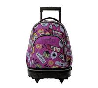 TOTTO - Mochila Escolar con Ruedas Desmontables, Modelo Tiza, Capacidad 26 L, Mochila PC 15.4", Bolsillo Botella, Manija Telescópica, Espaldar Ergonómico y Correas en S, Estampado Kitsune