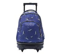 TOTTO - Mochila Escolar con Ruedas Desmontables, Modelo Tiza, Capacidad 26 L, Mochila PC 15.4", Bolsillo Botella, Manija Telescópica, Espaldar Ergonómico y Correas en S, Estampado Dinosaurs Blue