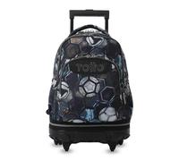 TOTTO - Mochila Escolar con Ruedas Desmontables, Modelo Tiza, Capacidad 26 L, Mochila PC 15.4", Bolsillo Botella, Manija Telescópica, Espaldar Ergonómico y Correas en S, Estampado Verat Soccer