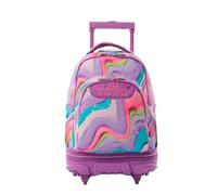 TOTTO - Mochila Escolar con Ruedas Desmontables, Modelo Tiza, Capacidad 26 L, Mochila PC 15.4", Bolsillo Botella, Manija Telescópica, Espaldar Ergonómico y Correas en S, Estampado Ferri Morado
