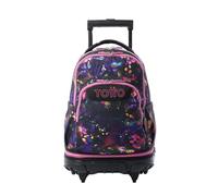 TOTTO - Mochila Escolar con Ruedas Desmontables, Modelo Tiza, Capacidad 26 L, Mochila PC 15.4", Bolsillo Botella, Manija Telescópica, Espaldar Ergonómico y Correas en S, Estampado Flower Galaxy