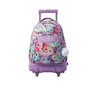TOTTO - Mochila Escolar con Ruedas Desmontables, Modelo Tiza, Capacidad 26 L, Mochila PC 15.4", Bolsillo Botella, Manija Telescópica, Espaldar Ergonómico y Correas en S, Estampado Mewsy 3D