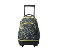 TOTTO - Mochila Escolar con Ruedas Desmontables, Modelo Tiza, Capacidad 26 L, Mochila PC 15.4", Bolsillo Botella, Manija Telescópica, Espaldar Ergonómico y Correas en S, Estampado Texgrunge