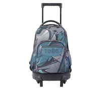 TOTTO - Mochila Escolar con Ruedas Eco-Friendly, Modelo Resma, Capacidad 20 L, Bolsillo para PC 14" y Bolsillos para Botella, Correas en S para Mayor Comodidad, Resistente, Estampado Lienzo