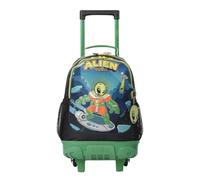 TOTTO - Mochila Escolar con Ruedas, Modelo Alien Cosmic M, Mochila Mediana, Capacidad 23 L, Bolsillos Botella, Organizador Interno, Protección en la Base, Correas Ajustables, Color Negro