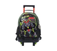 TOTTO - Mochila Escolar con Ruedas, Modelo Argon M, Mochila Mediana, Capacidad 14 L, 2 Compartimentos, 2 Bolsillos para Botella, Protección contra Impactos, Cómodas Correas Ajustables, Color Verde