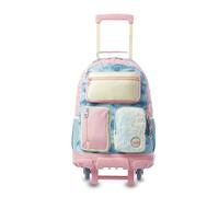 TOTTO - Mochila Escolar con Ruedas, Modelo Bloum L, Mochila Grande, Capacidad 23 L, Bolsillos Botella, 3 Compartimentos Frontales, Protección en la Base, Correas Ajustables, Estampado Bloum Blue