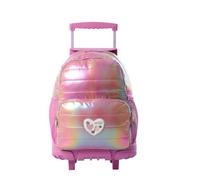 TOTTO - Mochila Escolar con Ruedas, Modelo Glowy L, Capacidad 25 L, Bolsillo para PC 14", Bolsillo Botella, Organizador Interno, Protección en la Base, Correas Ajustables, Color Rosa