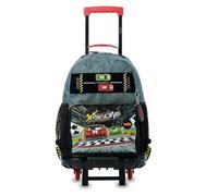 TOTTO - Mochila Escolar con Ruedas, Modelo Grand Prix M, Mochila Mediana, Capacidad 23 L, Bolsillos Botella, Compartimento Frontal, Protección en la Base, Correas Ajustables, Estampado Gris