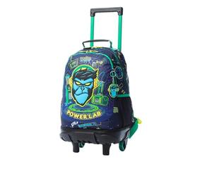 TOTTO - Mochila Escolar con Ruedas, Modelo Kong Lab M, Mochila Mediana, Capacidad 14 L, 2 Compartimentos, 2 Bolsillos para Botella, Protección contra Impactos, Cómodas Correas Ajustables, Color Azul
