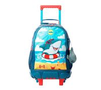 TOTTO - Mochila Escolar con Ruedas, Modelo Little Surfer M, Mochila Mediana, Capacidad 23 L, 2 Compartimentos, 2 Bolsillos Botella, Protección en la Base, Cómodas Correas Ajustables, Color Gris