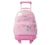 TOTTO - Mochila Escolar con Ruedas, Modelo Majestic M, Capacidad 23 L, Bolsillo para PC 14", Bolsillo Botella, Organizador Interno, Protección en la Base, Correas Ajustables, Color Rosa