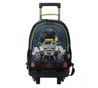 TOTTO - Mochila Escolar con Ruedas, Modelo Monster Race M, Mochila Mediana, Capacidad 23 L, Bolsillos Botella, Organizador Interno, Protección en la Base, Correas Ajustables, Color Negro