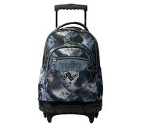 TOTTO - Mochila Escolar con Ruedas, Modelo Renglones, Capacidad 26,21 Litros, Bolsillo para PC 14", Bolsillo Botella, Correas en S para Mayor Comodidad, Resistente, Estampado Film