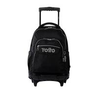 TOTTO - Mochila Escolar con Ruedas, Modelo Renglones, Capacidad 26,21 litros, Bolsillo para PC 14", Bolsillo Botella, Correas en S para Mayor Comodidad, Resistente, Color Negro