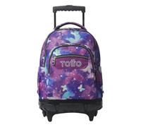 TOTTO - Mochila Escolar con Ruedas, Modelo Renglones, Capacidad 26,21 Litros, Bolsillo para PC 14", Bolsillo Botella, Correas en S para Mayor Comodidad, Resistente, Estampado Star Butterfly Glitter